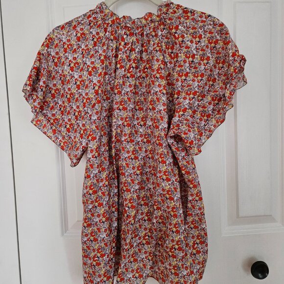 ME+EM Floral Peasant Blouse with Flutter Sleeves Size 10 - Picture 8 of 10